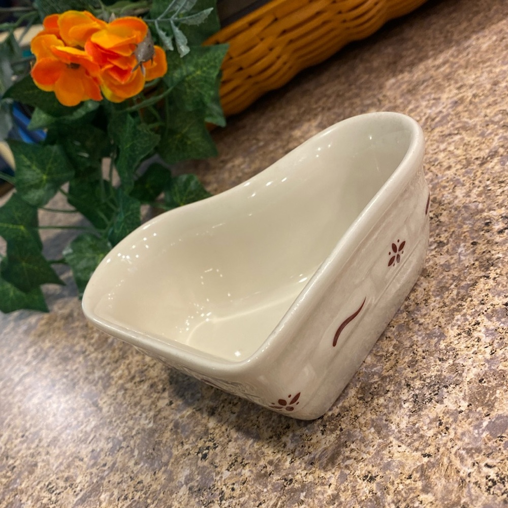 Longaberger Small Heart Vitrified Pottery Dish Red and Ivory